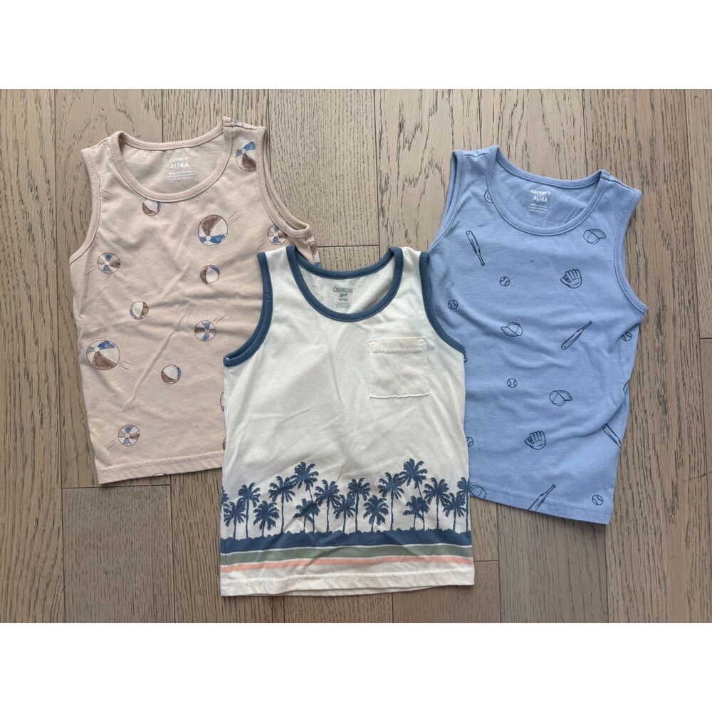 Boys Size 4T Carter’s & OshKosh Tank Top Bundle (3pc) - Summer Play Tops